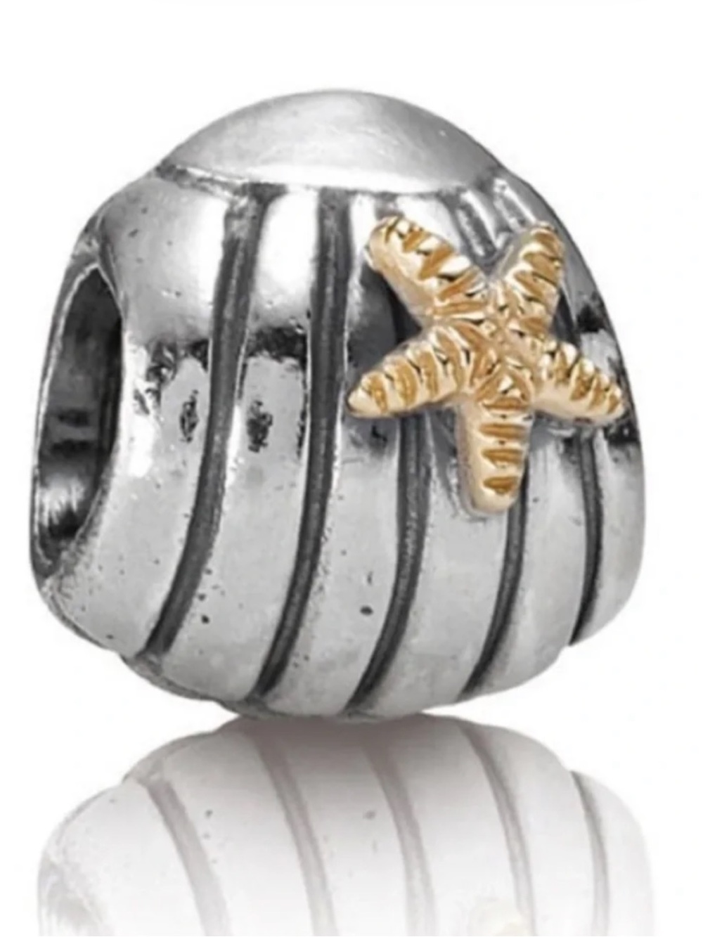 Pandora Two-Tone Shell Bead with Gold Starfish